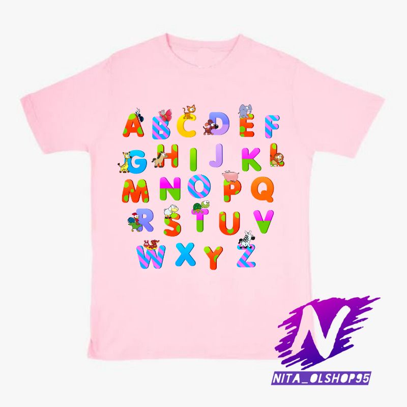 kaos anak baju anak alphabet