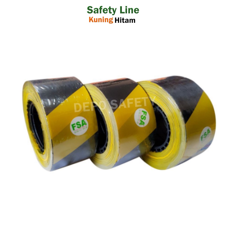 Safety Line Kuning Hitam - Barricade Tape 2&quot;x300 - 2&quot;x500 - 3&quot;x300 - 3&quot;x500 meter