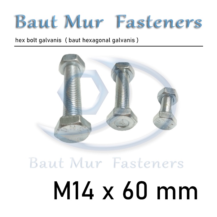 baut mur m14 x 60 / bmp m14 x 60 galvanis / bmp m14 x 60mm