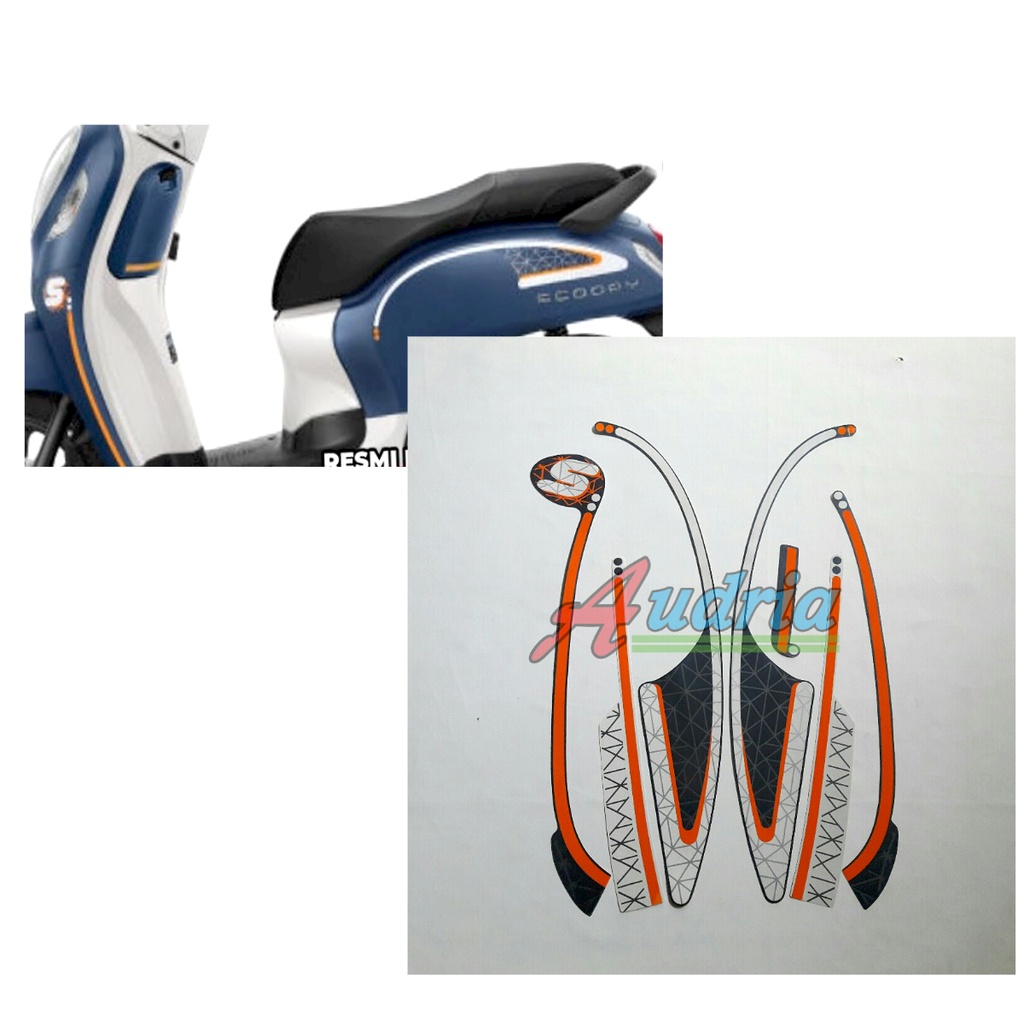 Striping stiker vinly lis body motor scoopy fashion 2022 matte blue