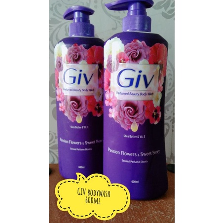 Giv body wash perfume passion flower botol 600ml / giv cair / sabun giv cair / sabun giv pencetan/  
