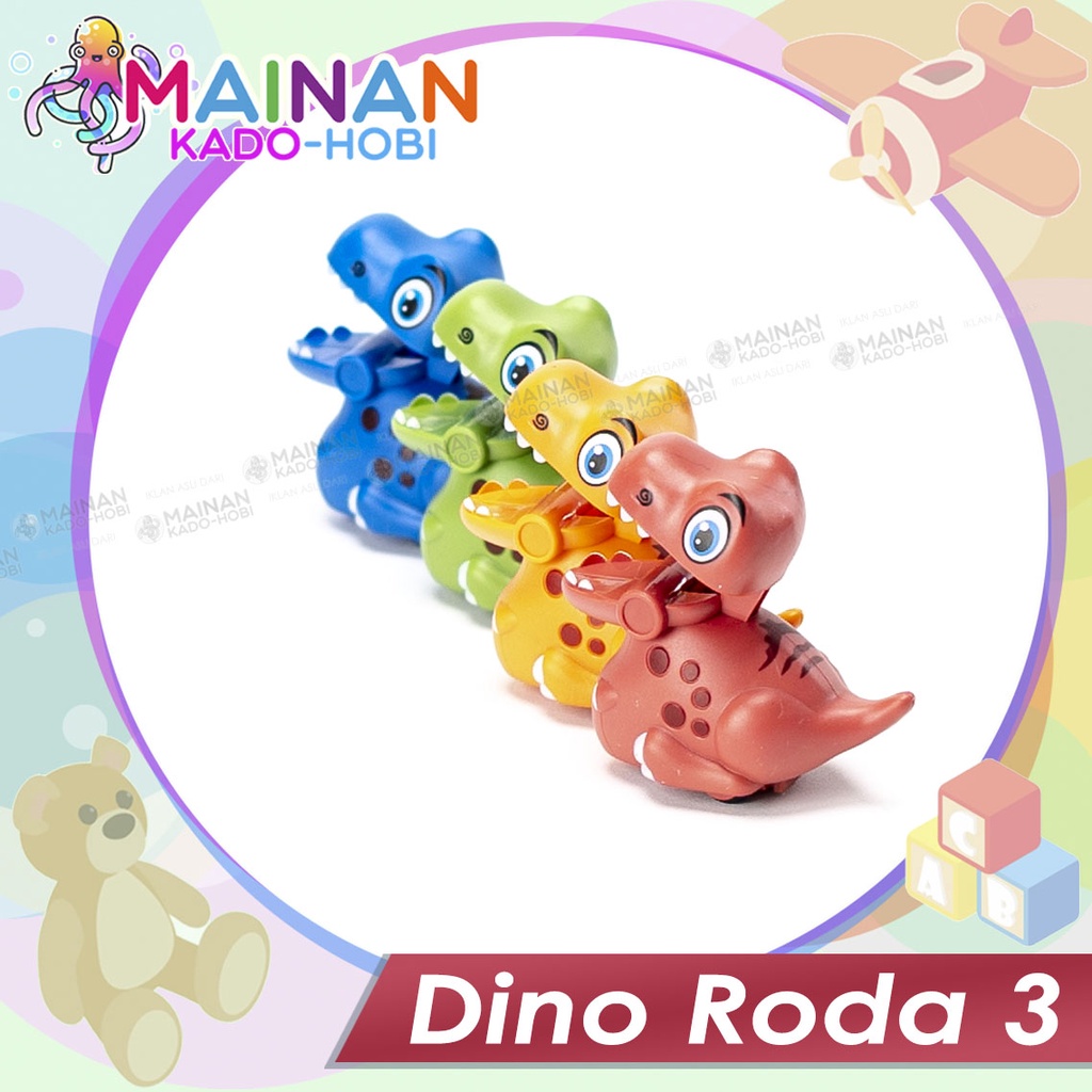 MAINAN ANAK MINIATUR ANIMAL PRESS CAR DINO RODA TIGA