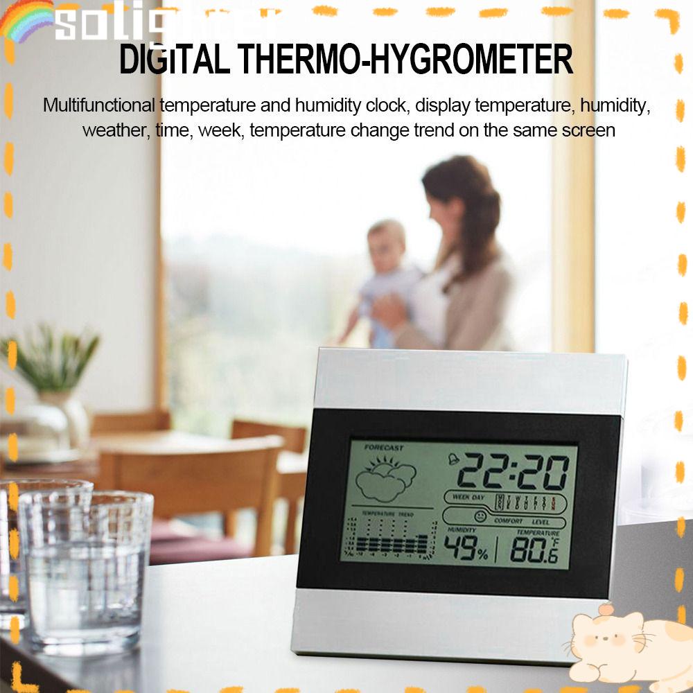 Solighter Digital Thermo-Hygrometer Jam Alarm Indoor Jam Suhu LCD