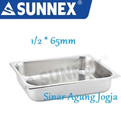 FOODPAN SUNNEX INSERT PEMANAS CHAFING DISH HALF SIZE 1/2 65mm STAINLESS