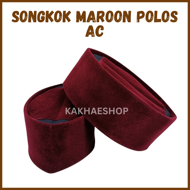Peci Kopiah Songkok Polos Ac Warna Merah Marun Maroon Kopyah Songkok Ac Polos Ukuran Anak-Anak dan D