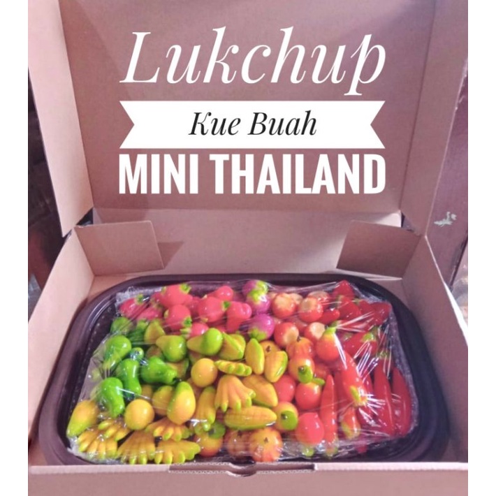 Lukchup Look Choup isi 100 Kue Buah Mini Thailand Dessert Kue buah Fantasi Nampan Tray Kue Tampah Jajanan Pasar