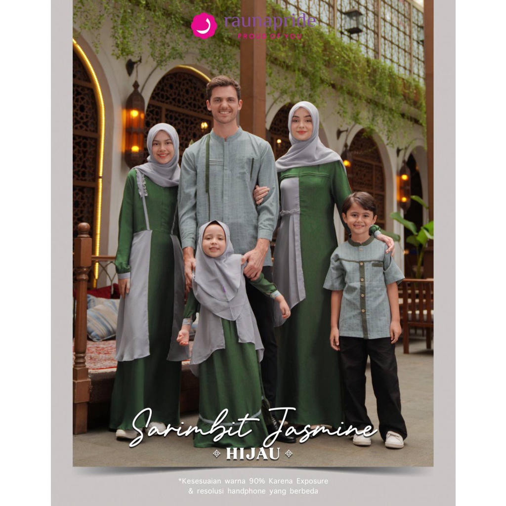 Sarimbit jasmine rauna 09 hijau / gamis couple / gamis wanita dress perempuan / baju couple / raunap