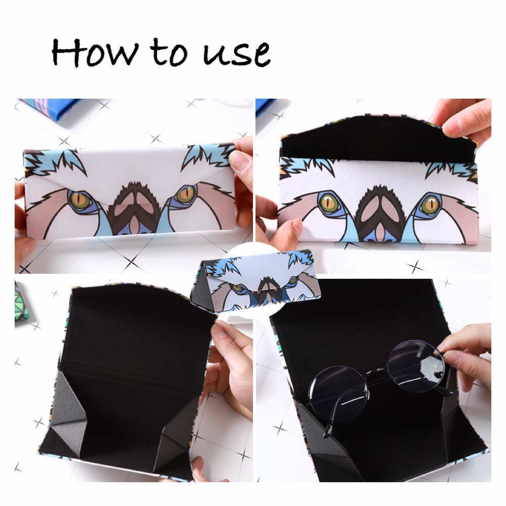 Kotak Kacamata Lipat Magnet Tempat Kacamata - Hardcase - Motif Monster Geometric Leaves ( Group )