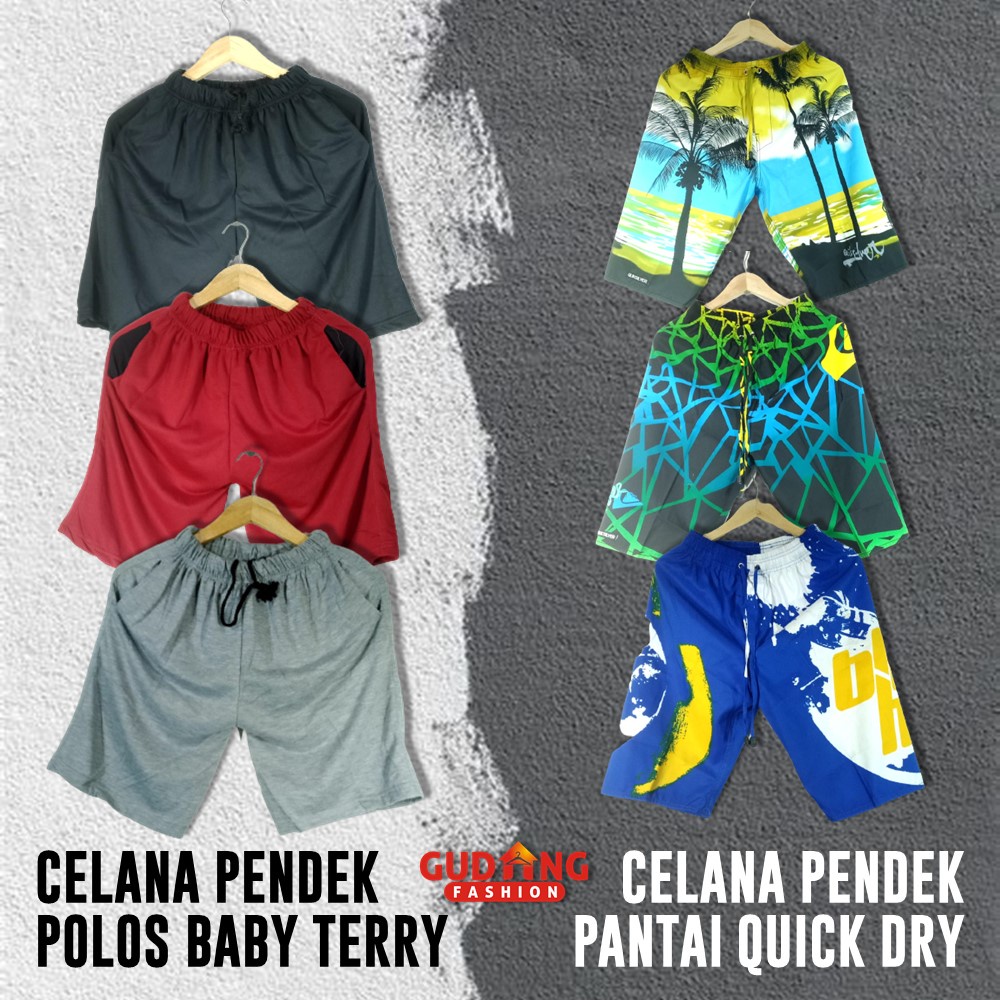 Celana Pendek Pantai Pria Polyester Biru – CLN 1086