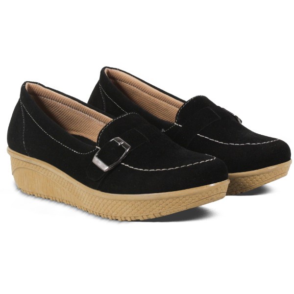 Sepatu Slip On Wanita Trendy V 1821 Brand Varka Sepatu Kasual Wanita Kuliah Kerja Hangout - Hitam