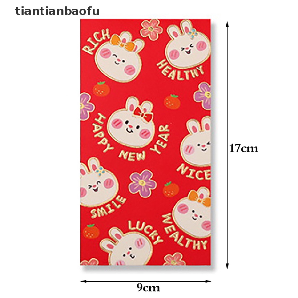 [tiantianbaofu] 6 Pcs 2023tahun Kelinci Imlek Festival Hongbao Bronzing Amplop Merah Kantong Uang Butik