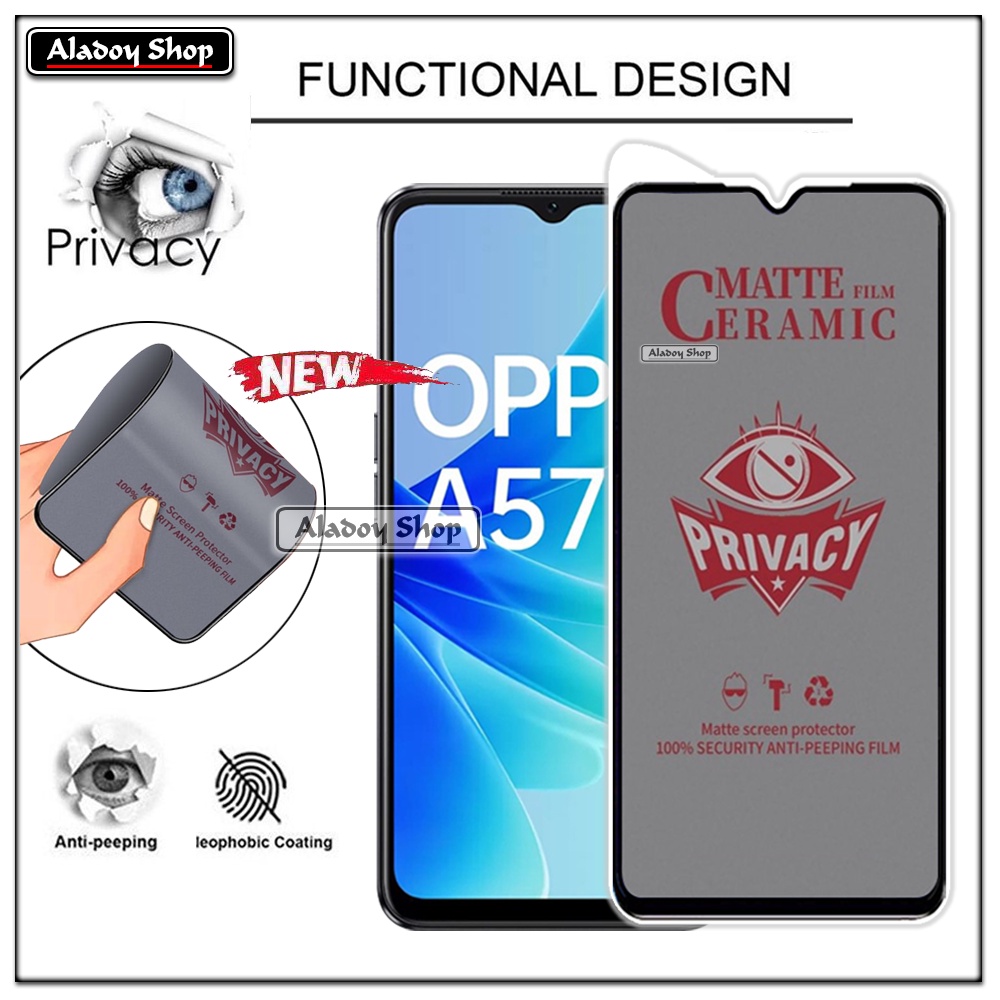 PAKET 2IN1 Anti Gores Privacy Oppo A57 4G/A47 4G/A77 4G + Tempered Glass Kamera