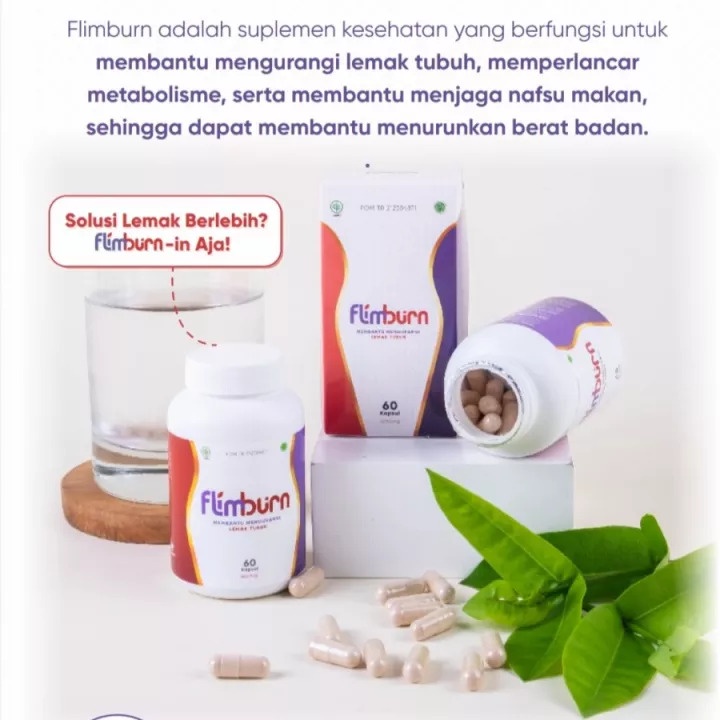 FLIMBURN BY FLIMTY 1 BOTOL ISI 60 METABOLISME KAPSUL BPOM HALAL PEMBAKAR LEMAK PENRURUN BERAT BADAN PENAHAN NAFSU MAKAN