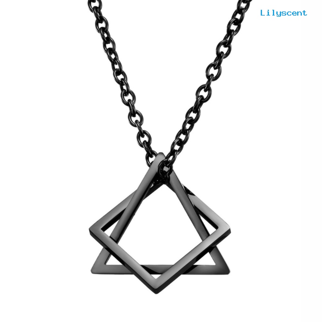 [LS]Chain Liontin Geometris Rantai Electroplating Anti Karat Luntur Aksesori Dekorasi Leher Susun Persegi Segitiga Liontin Kalung Aksesori