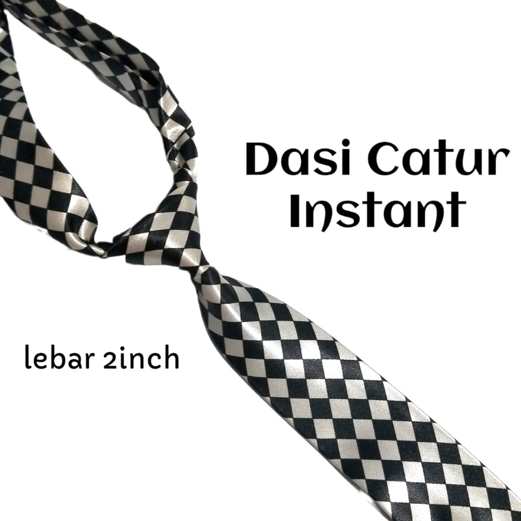 dasi kantor import pria warna hitam putih  / motif kotak ready