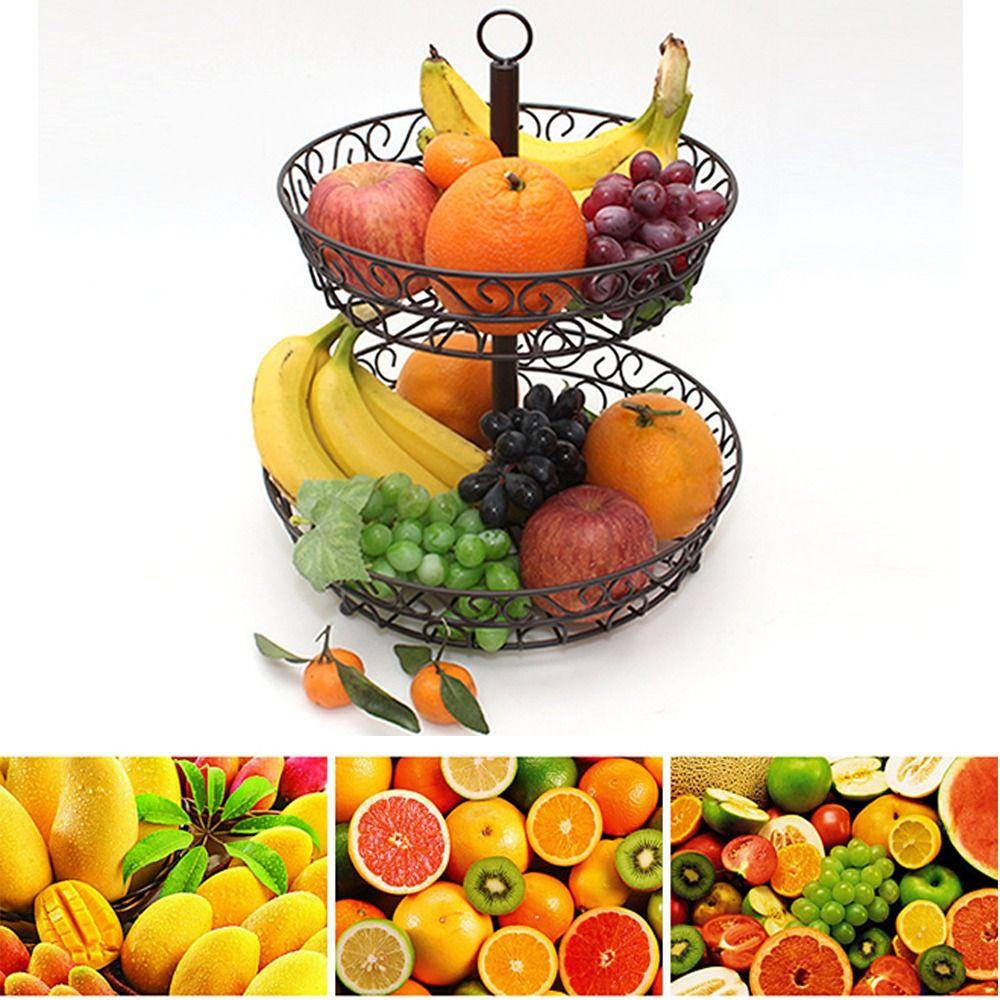 Solighter Keranjang Buah Meja Pasokan Dapur Tempat Buah Sayur 2susun