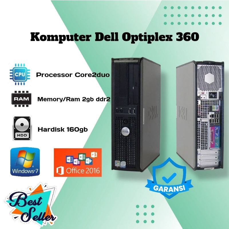 Cpu komputer dell core2duo ram 2gb hardisk 160gb siap pakai