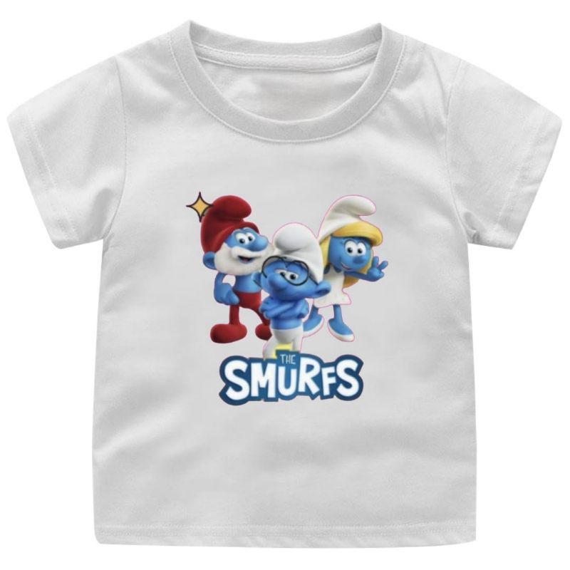 BAJU KAOS ANAK OEREMPUAN DAN LAKI LAKI KEKINIAN 1-12 TAHUN THE SMURF (2)