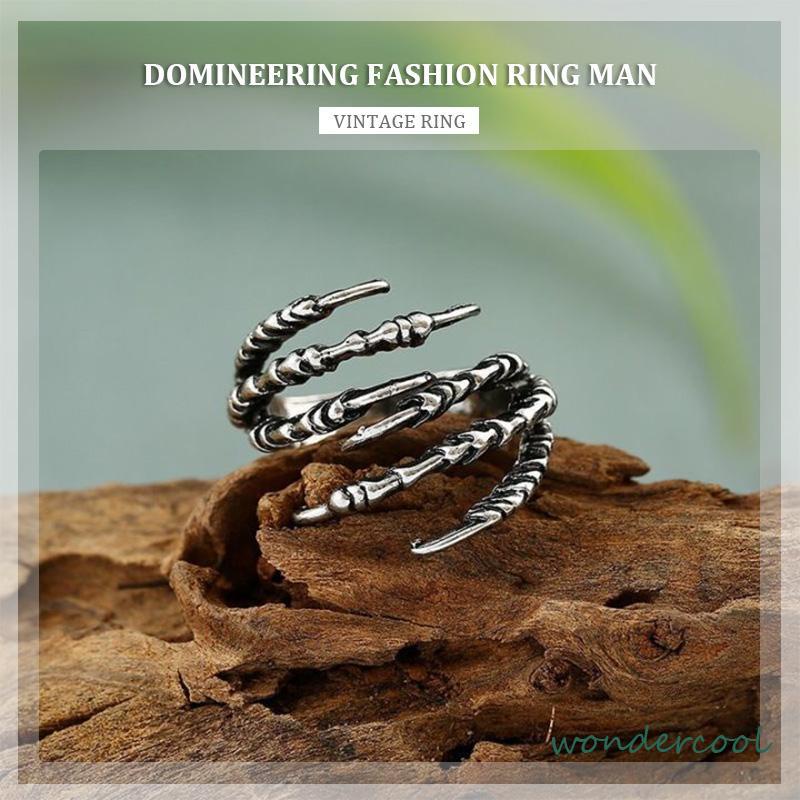 Cincin punk perak antik yang dipersonalisasi Pria aksesori fashion Korea-Won