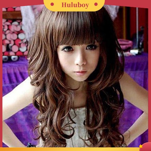 Wig Rambut Panjang Keriting Gelombang Dengan Topi Untuk Cosplay Wanita