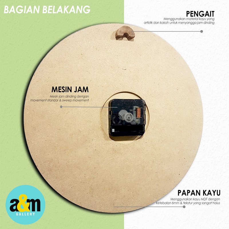 Jam Dinding Kayu JUNGKOOK BTS Ukuran 20 x 20 cm - A&amp;M