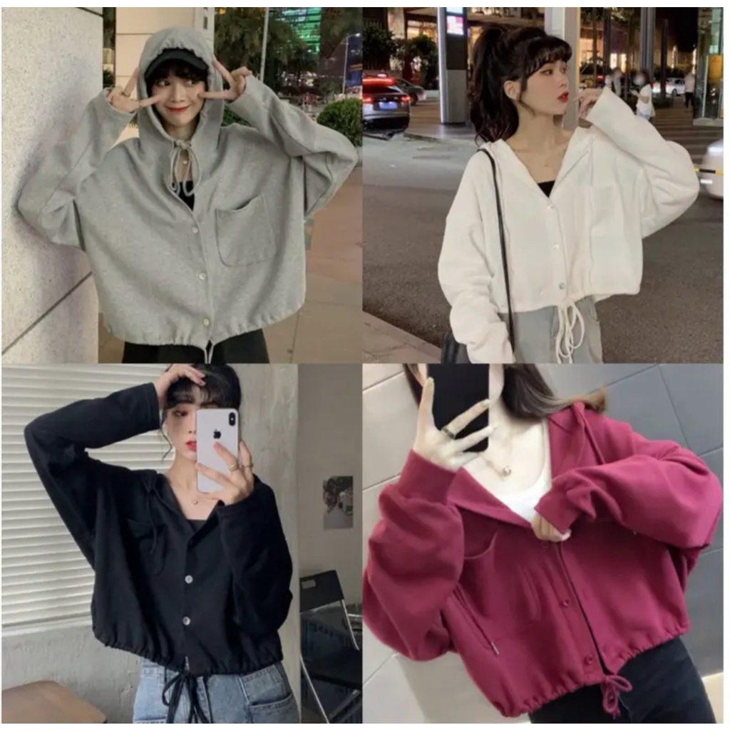 LEICA CARDIE SWEATER HOODIE CROOPE OVERSIZE WANITA