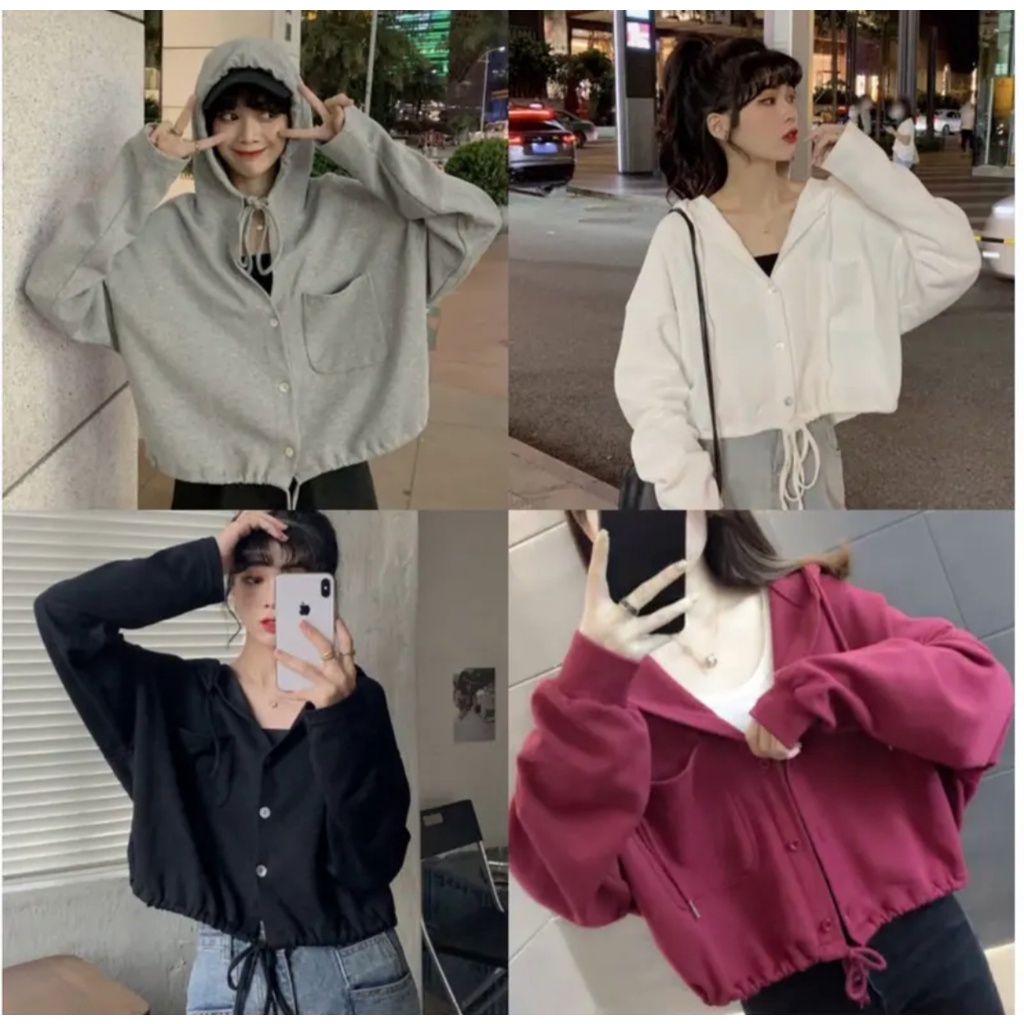 LEICA CARDIE SWEATER HOODIE CROOPE OVERSIZE WANITA