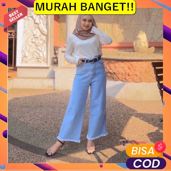 Promo Celana Jins Jumbo Pinggang Karet Lejing Premium Denim Street  [ Big Size ] Celana Boyfriend Ku