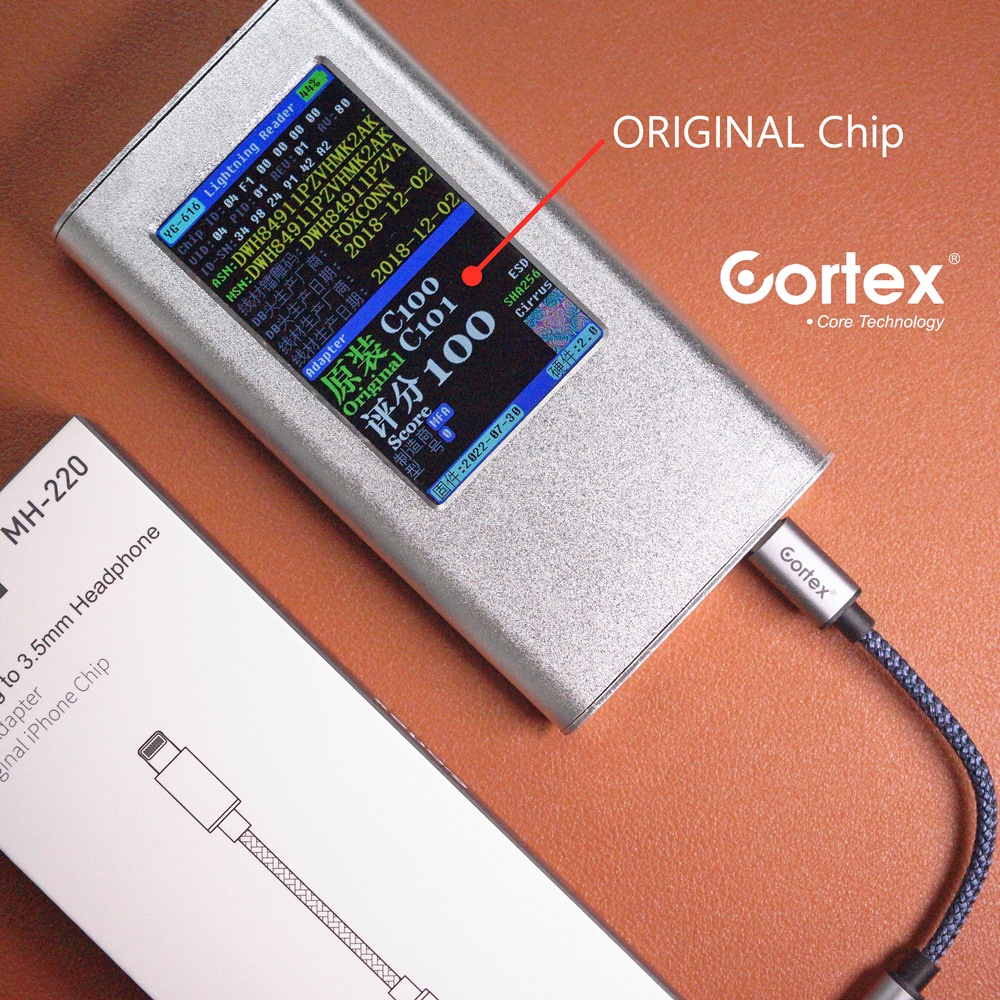 Cortex MH220 Splitter Converter lightning iP to headphone jack 3,5mm HEADSET ORI IC