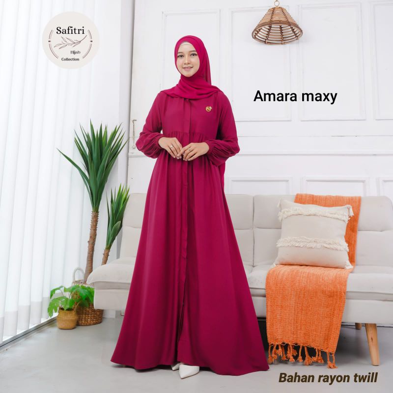 AMARA MAXY (NON-RAMPEL) gamis putih kekinian umroh thawaf manasik haji bahan Rayon Twill free bross by Safitri Fashion