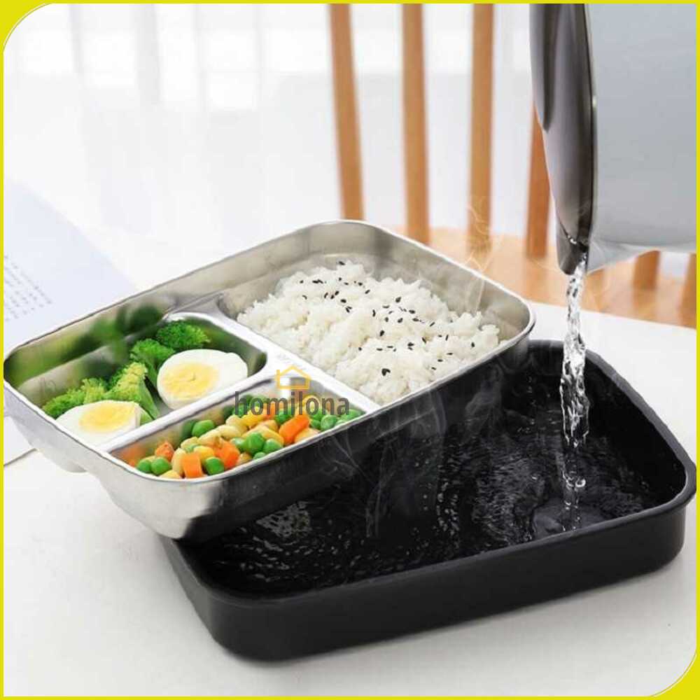 TaffHOME Kotak Makan Bento Box 3 Grid 1000ml with Spoon &amp; Chopstick - OU1000