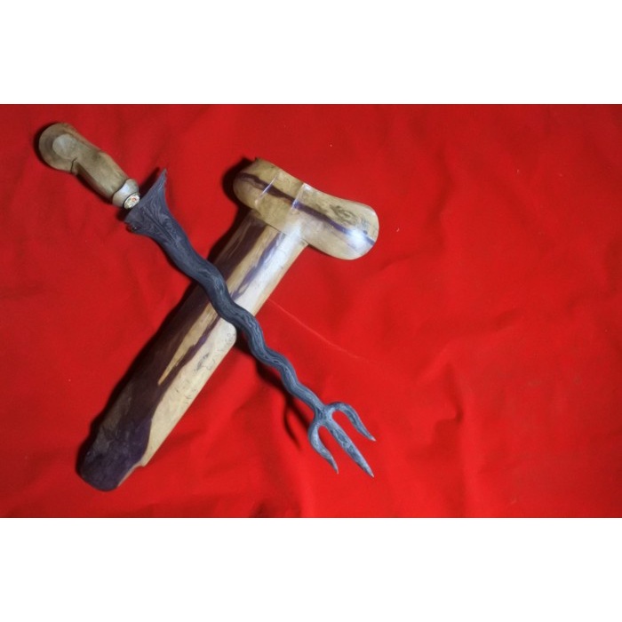 keris trisula antik warangka kayu asem tinggalan kakek buyut KJM7878