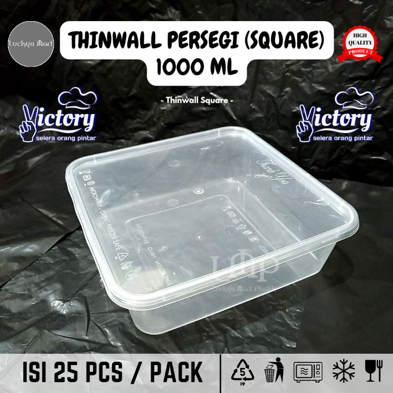 Thinwall Victory Square 1000 ml / Kotak 1000 ml / Thinwall square 1000ml / kotak makan persegi 1000m