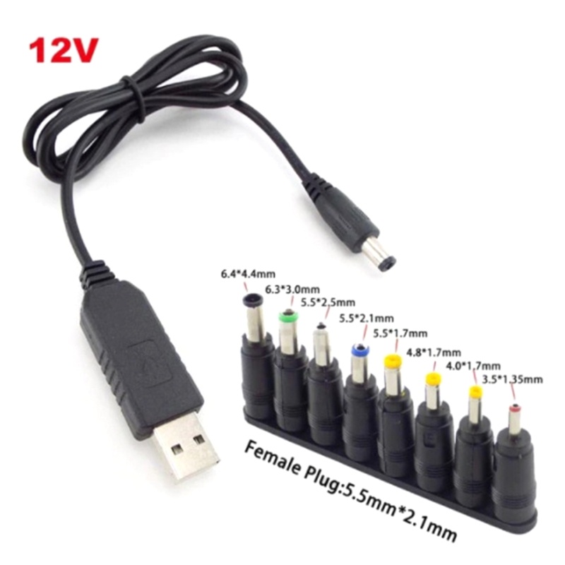 Zzz USB Ke DC 5V 9V 12V Adaptor Converter Kabel USB Ke 8PCS DC Jack Untuk Router Mini Fan Speaker WIFI Charging Bank Conne