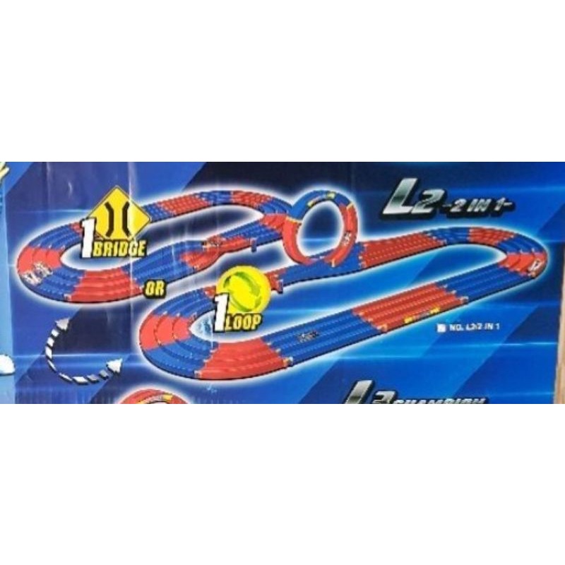 TREK ARENA JALANAN TAMIYA 3 JALUR SET TRACK IMAGE (L2 HALILINTAR 2in 1)