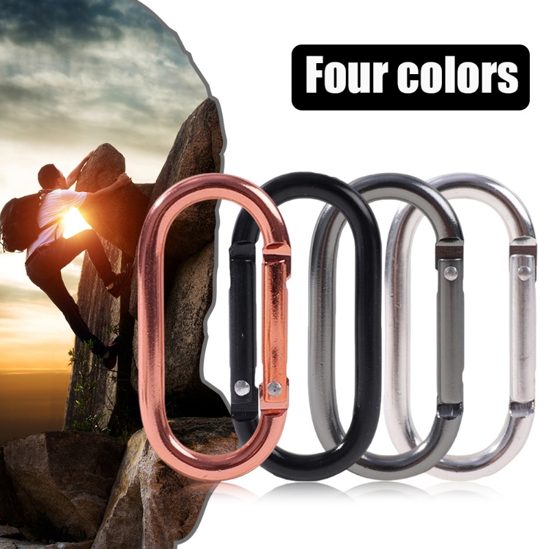 Empat Warna Pilihan Gantungan Kunci Kait Bahan Aluminium Alloy Bentuk O Carabiner/Aksesoris Luar Ruangan Rumah Gesper Untuk Camping Hiking Traveling Ransel
