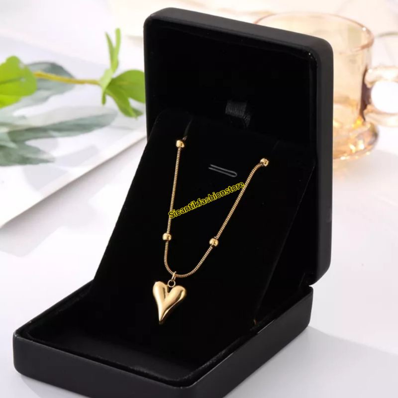 KALUNG TITANIUM WANITA BOBA LIONTIN LOVE TRENDING ASLI TITANIUM ANTI KARAT SELAMANYA KALUNG TITANIUM FASHION STYLE WANITA KOREA KEKINIAN TRENDING LAPIS EMAS 18K PERHIASAN KOREA