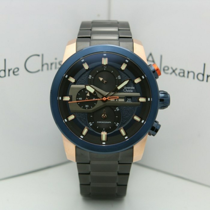ALEXANDRE CHRISTIE PRIA AC 6559 COWOK ROSEGOLD BLUE BLACK RANTAI ORI