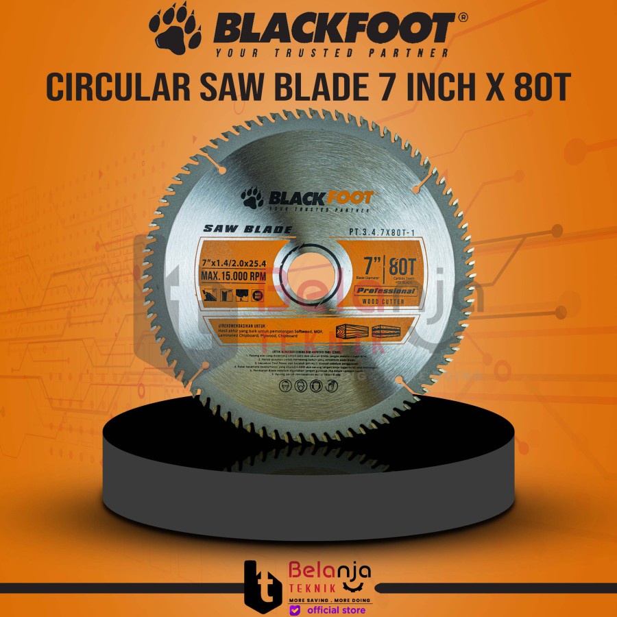 Blackfoot Circular Saw Blade 7 Inch X 80T Mata Potong Aluminium 80 T