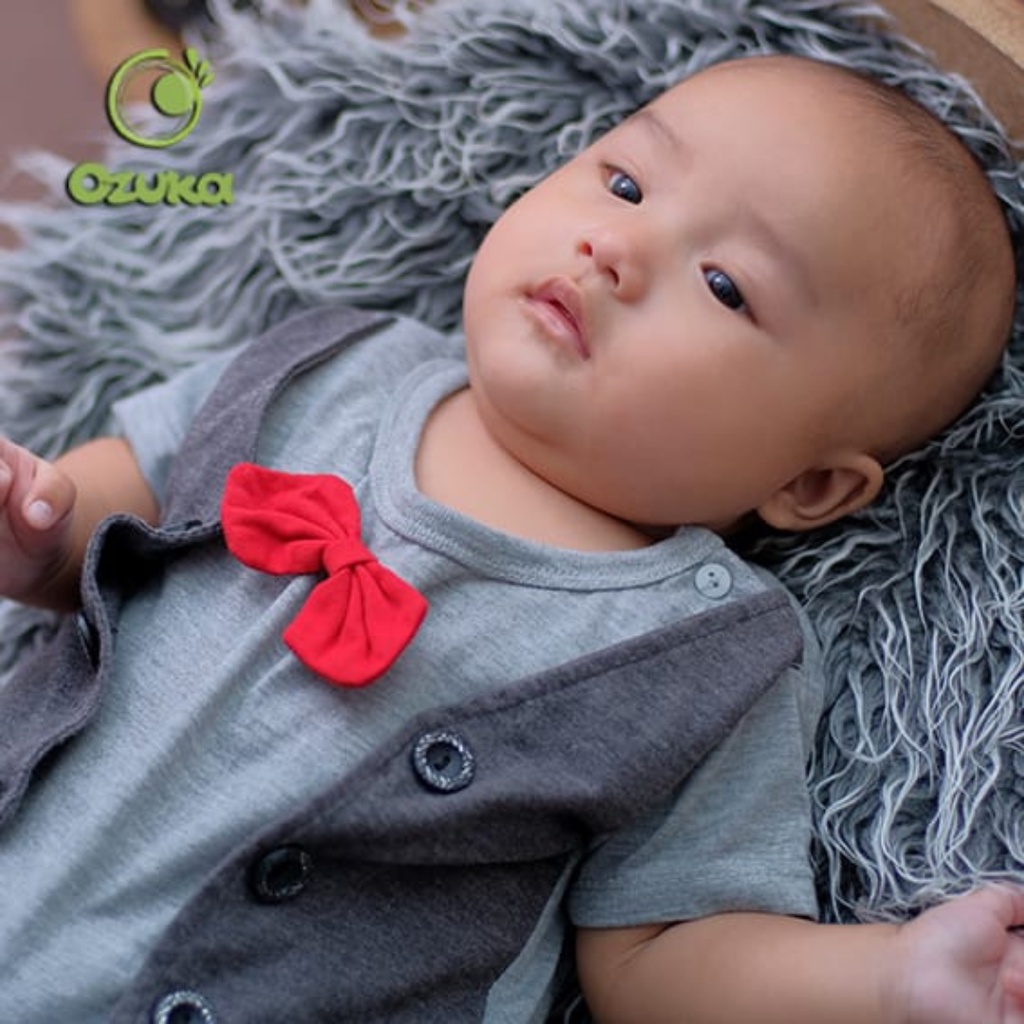 Ozuka Romper Jumper Bayi Dasi Tuxedo Rompi Pesta Bepergian Newborn Baru Lahir Lucu KDO01