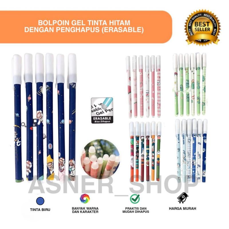 

Pena Gel Pulpen Bisa Hapus Ballpoint Erasable Pen Karakter Anak Sekolah Bolpoin Estetik Bolpen Tinta Viral