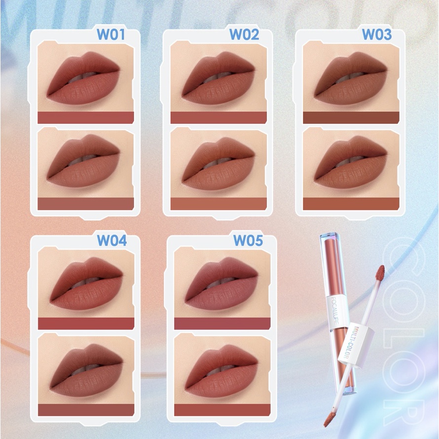 ❤ MEMEY ❤ FOCALLURE Multicolor 2in1 Lipstick &amp; Lipgloss FA327 ✔️BPOM