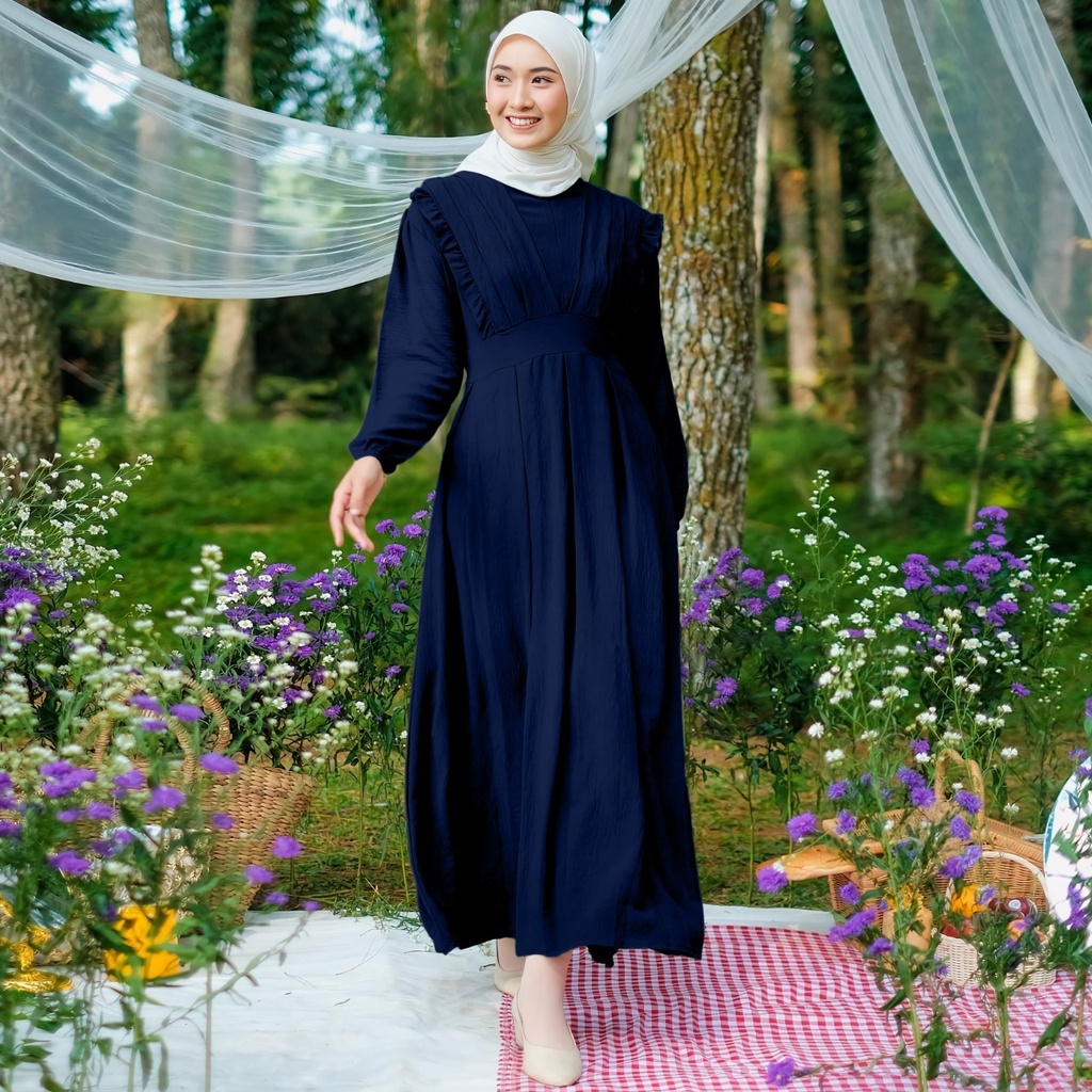 Gamis maxy Zeanez Crincle Airflow Demore 2 Ukuran L&amp;XXL