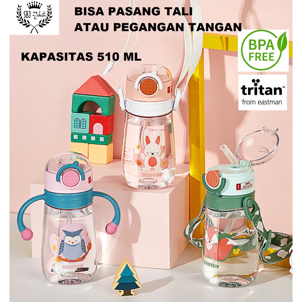 BOTOL MINUM ANAK FUN FOREST TRITAN BPA FREE 510ML DUAL FUNGSI TALI DAN HANDLE