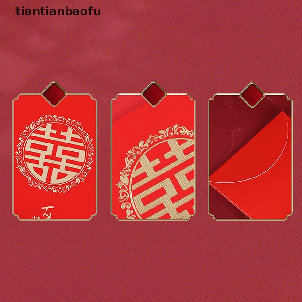 [tiantianbaofu] 6 Pcs Hard Kardus Amplop Merah 10 Pcs/lot Klasik Kantong Uang Butik Cina