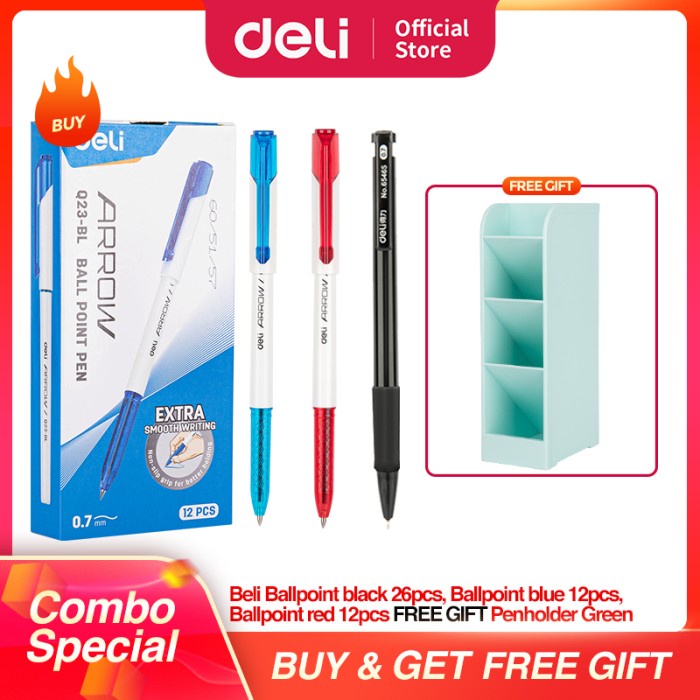 

DELI PAKET HEMAT 7,8,9 - BALLPOIN PEN 50PCS , TEMPAT PULPEN