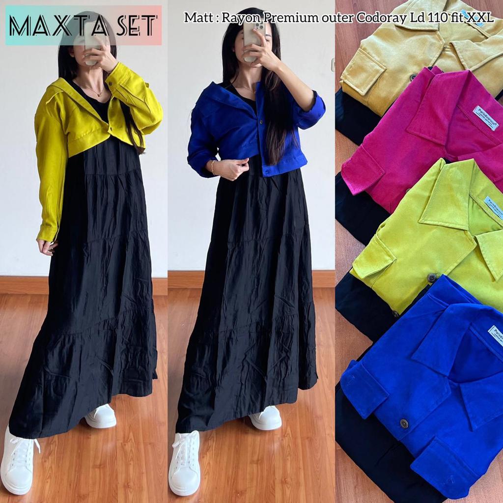 LOUIE MAXY SET 2IN1(KANTONG KANCING)-INER MAXY RAYON TWILL OUTER CODORAY/MAXY DRESS LOUIE SET