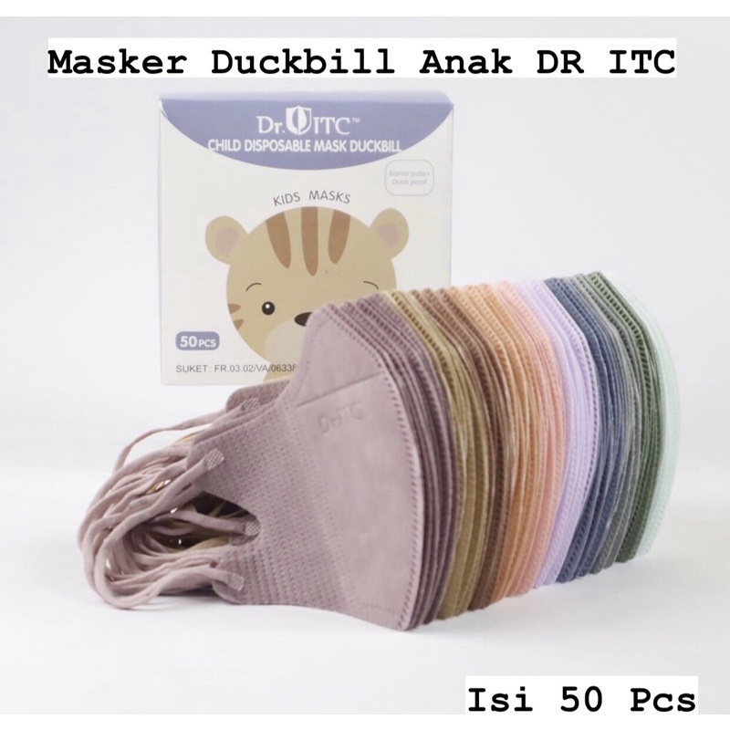 Masker Duckbill Dr ITC Anak Warna 3 Ply (50 Pcs)