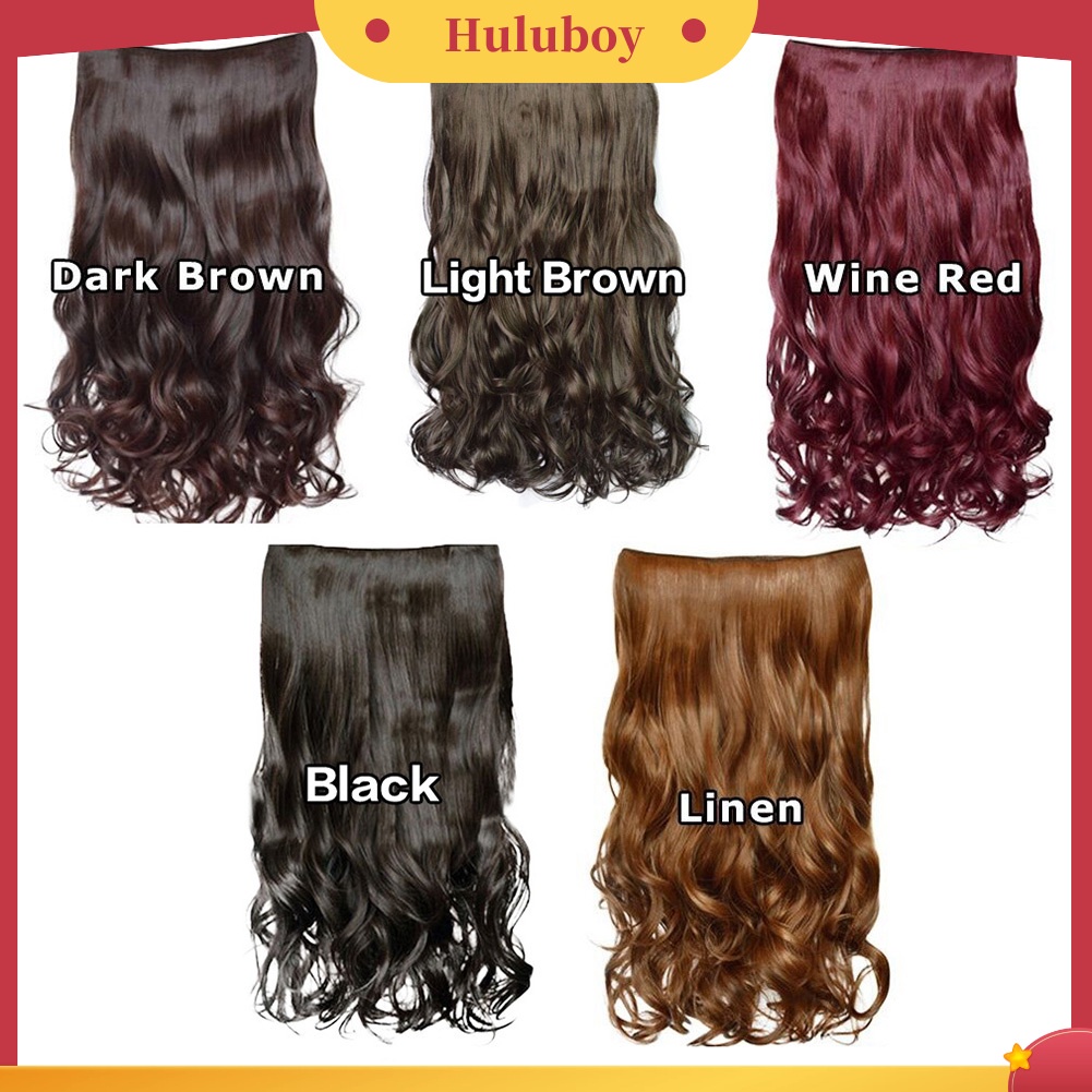 Wig Rambut Sintetis Model Panjang Keriting Gelombang Tahan Panas Dengan 5 Klip Untuk Wanita