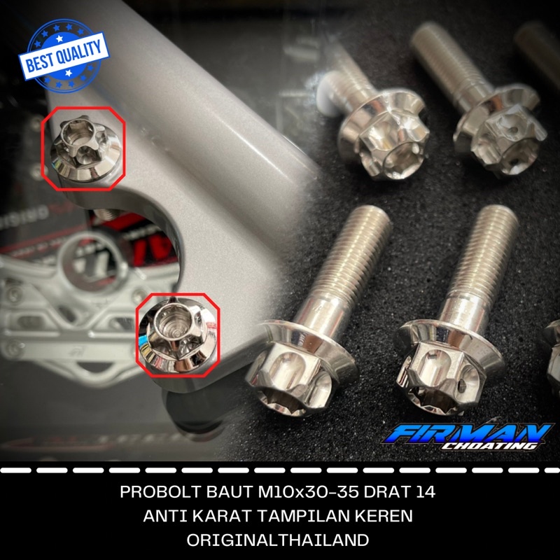 PROBOLT BAUT M10x35 DRAT 14 3,5 CM 1 KUNCI &amp; 2 KUNCI (Harga 1 Biji)